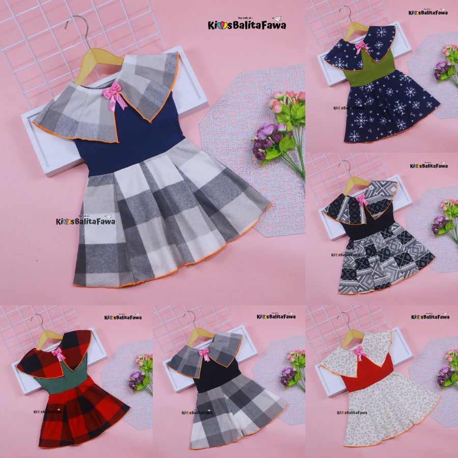 Dress Yolla size 1-2 Tahun / Dres Cape Anak Perempuan Murah Gaun Pesta Baju Kensi Cewek Katun Adem babycinnamon