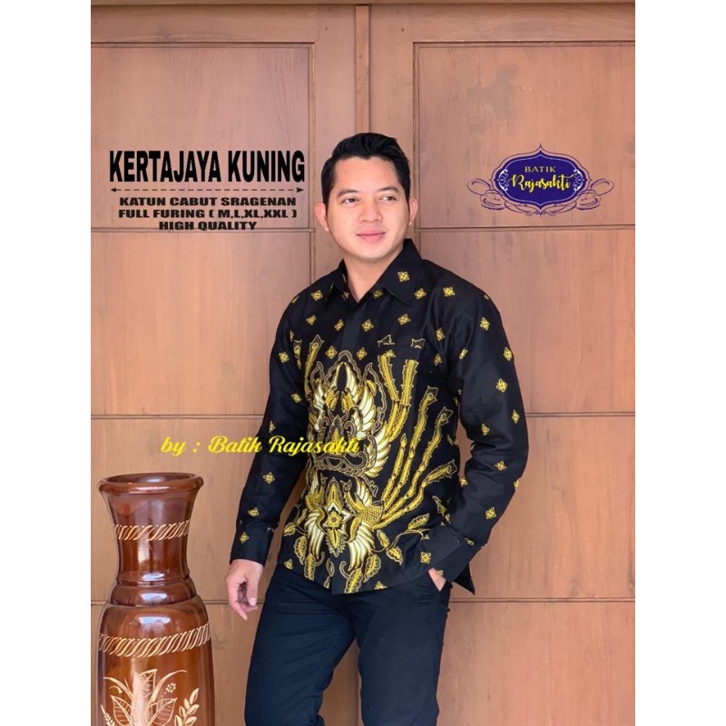 BATIK KERTAJAYA KUNING FULL FURING KATUN CABUT HALUS SRAGENAN SIZE M-XXL ASLI SOLO