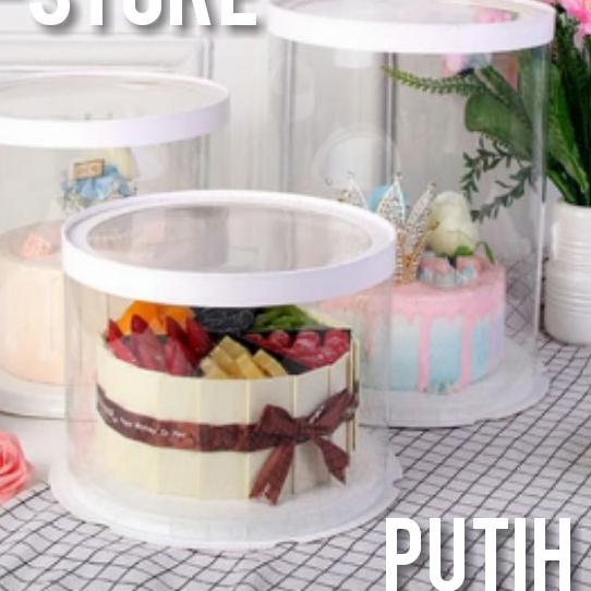 

Cake Box Bulat Dus Kue Kotak Kue Transparant Mika PET 26x26 cm
