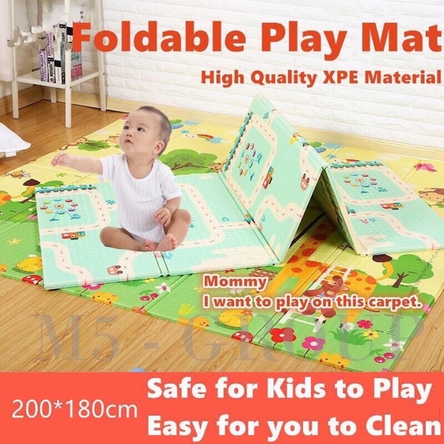 GRATIS TAS !! PLAYMAT BAYI TIKAR ANAK TEBAL DOUBLE SIDE MATRAS UKURAN 200x180x1cm