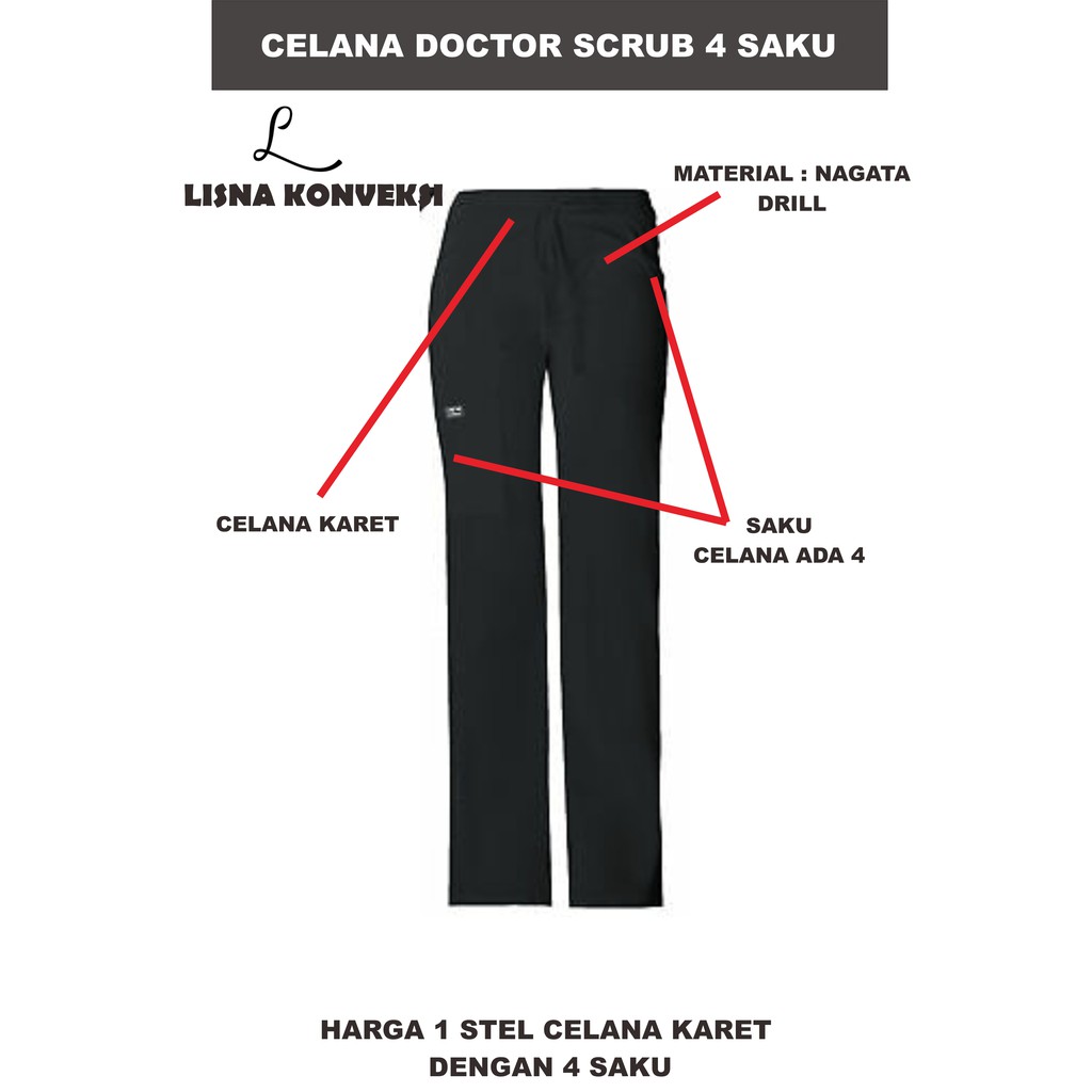 Celana Baju OKA Doctor Scrub Baju Jaga Dokter 4 Saku Nagata XS-XL