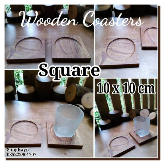 Square Wooden Coaster 10x10 tatakan gelas tatakan kopi Coffee coaster