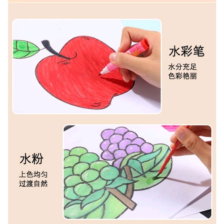 

HJK Pensil warna set 46 pcs kartun Kitty crayon set kotak melukis gambar anak-anak sekolah hadiah