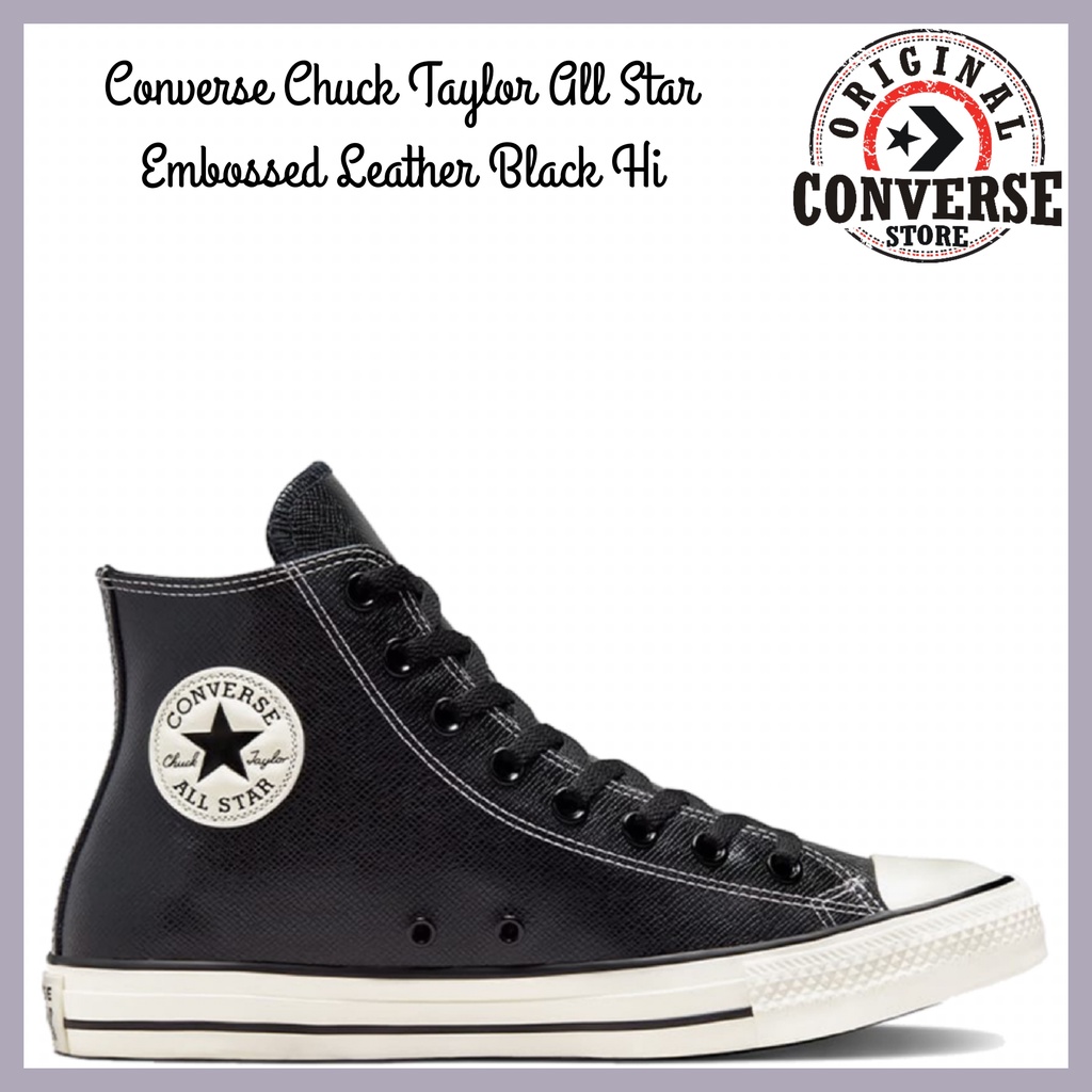 ORIGINAL CONVERSE CHUCK TAYLOR ALL STAR EMBOSSED LEATHER BLACK Hi 172694C MENS