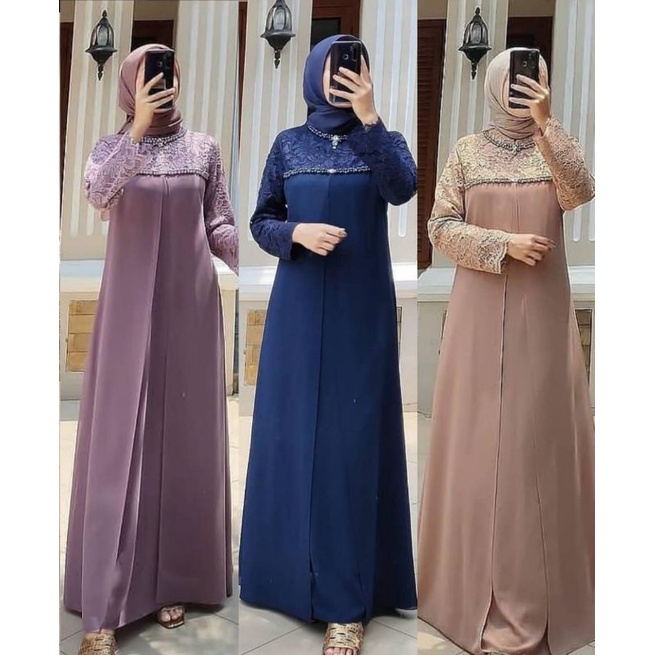 Ibadtik Gamis Maxmara Premium Ory Mix Brukat Payet Mutiara LD 110