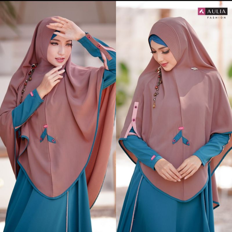 set gamis syar'i Aulia fashion zeela tropical blue