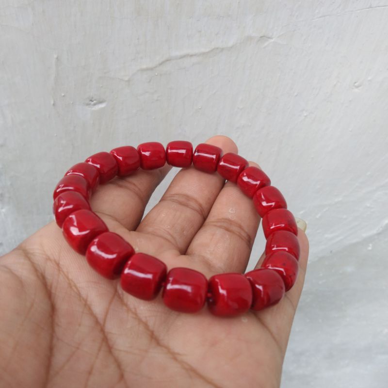 gelang red corral marjan model tabung 8mm