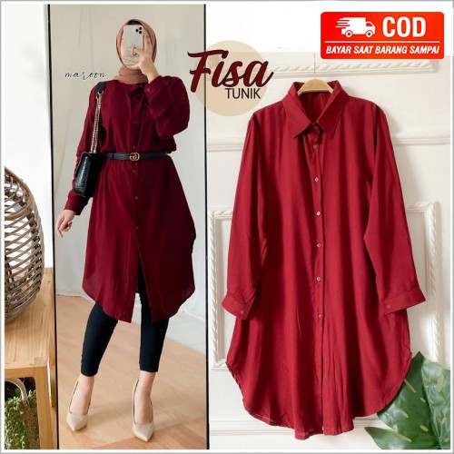 Baju Atasan Setelan Stelan Kemeja Tunik Polos Harian Wanita Perempuan Jumbo Murah Terbaru 2020 A78