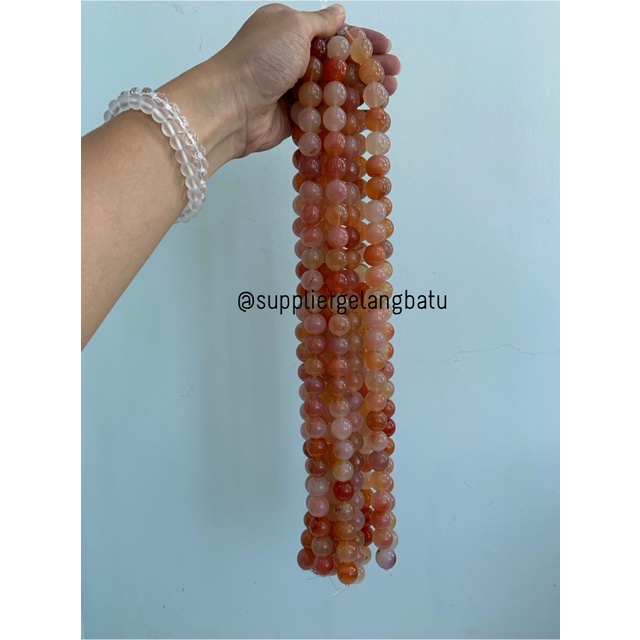 carnelian putih orange 16mm natural Stone batu perhiasan fashion akik