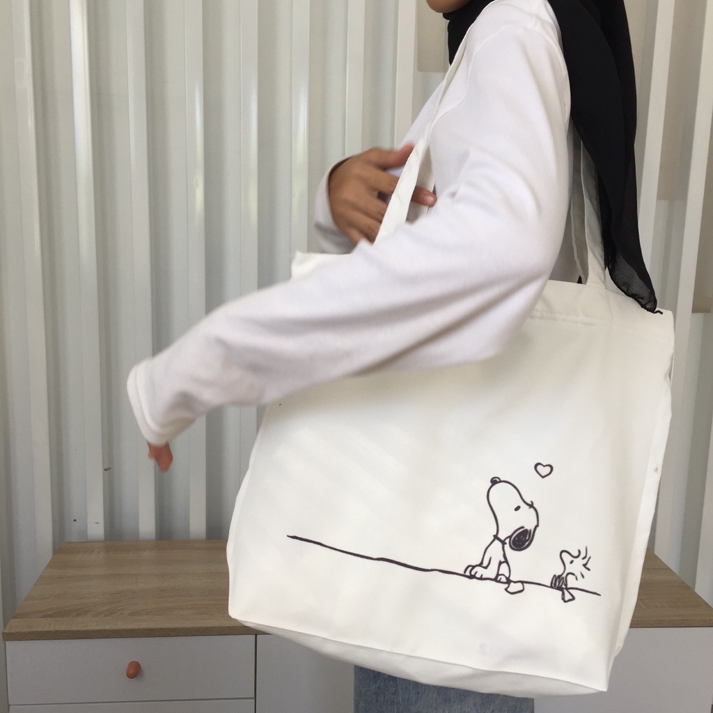 Tote bag &amp; Pouch Snoopy White