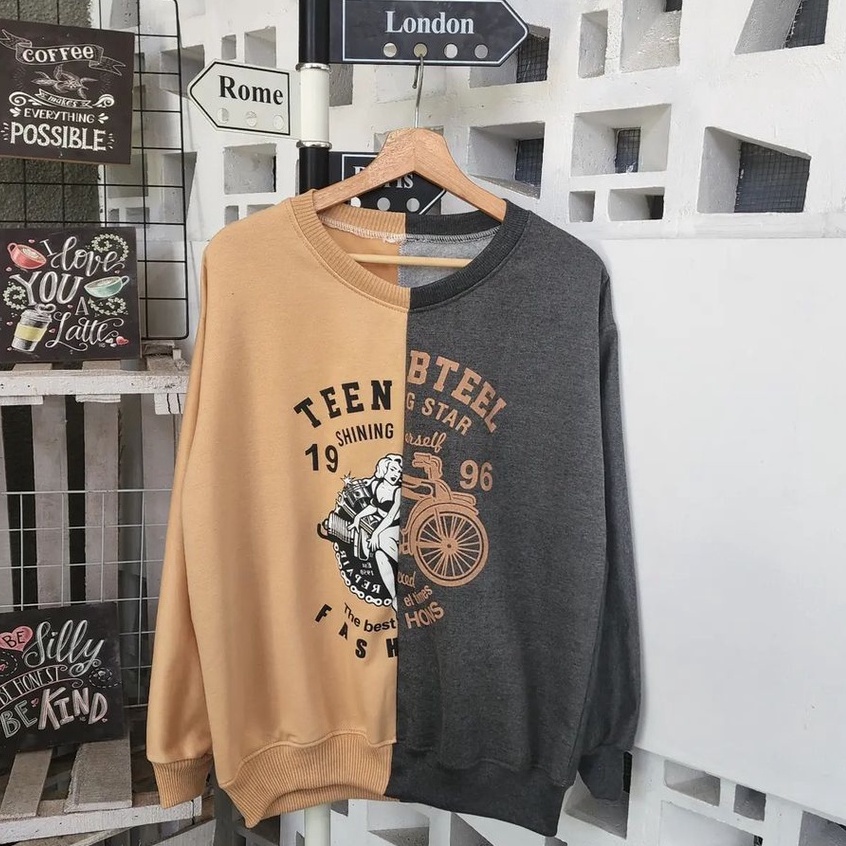 Sweater Bassic Teen xxl Crewneck Oblong Gaya Terbaru