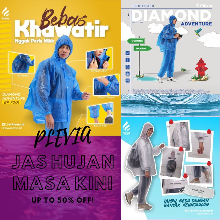 Jas Hujan Baju Celana Plevia Diamond Adventure BP7001 Raincoat Mantel Hujan Plevia Bening Transparan