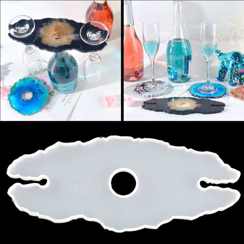 Glitter Handmade Large Wine Glass Holder Silicone Resin Mold Bottle Shelf Storage Glass Tray Resin Mould Tools Art Crafts