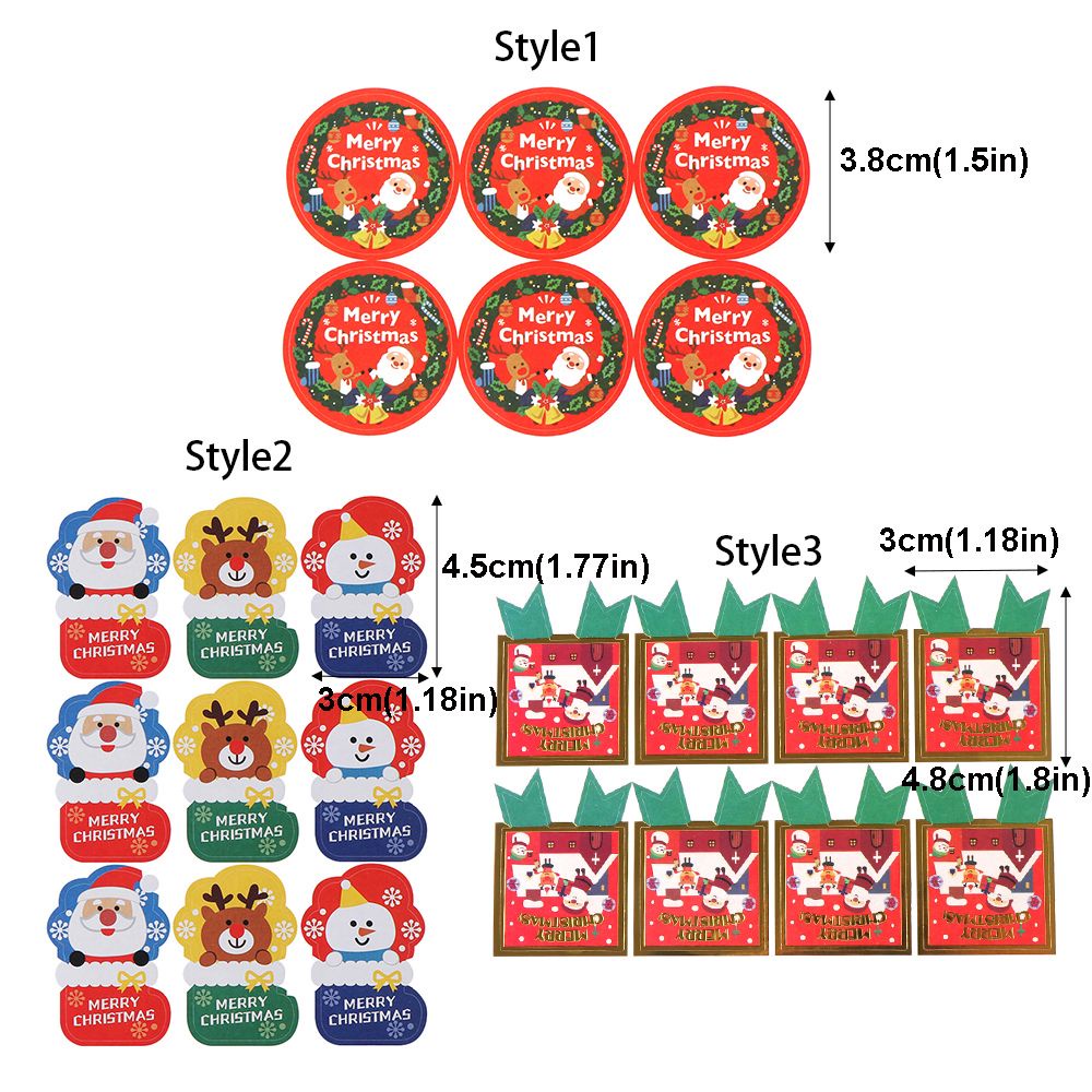 Wonderful Stiker Label Segel Kemasan Biskuit / Hadiah Motif Santa Claus Untuk Dekorasi Pesta Natal Diy