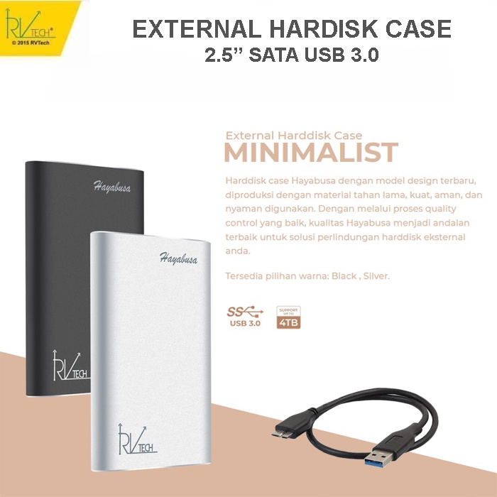 Casing Hardisk External 2.5&quot; SATA USB 3.0 RVTech Hayabusa