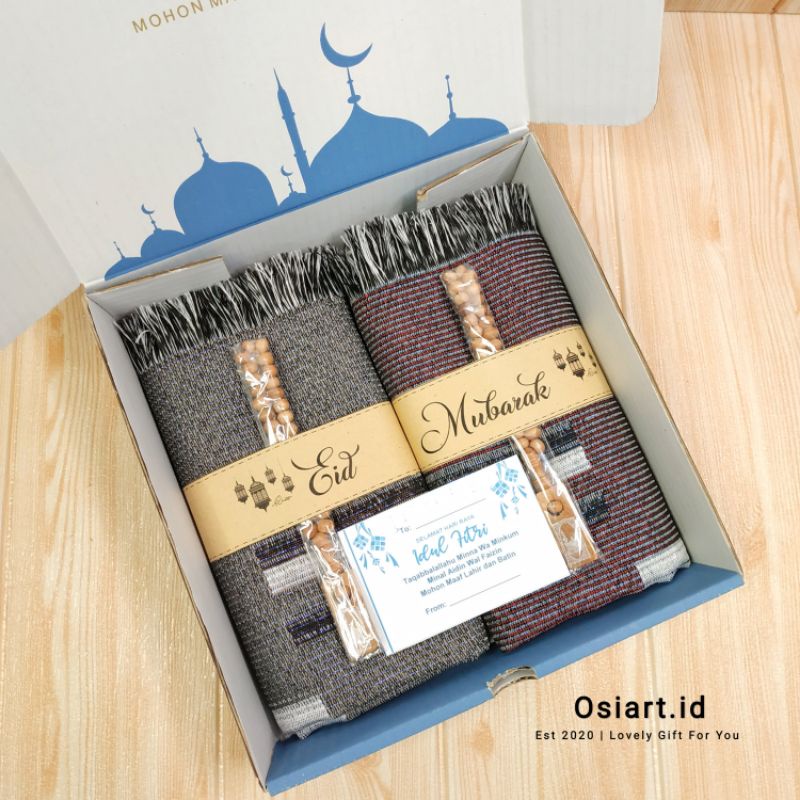 Hampers Ramadhan Sajadah Dewasa Couple Paket Parcel Lebaran Hari Raya Idul Fitri Hempers Ramadan Sajadah Traveling Quba Metalic Muslim Edisi Eid Mubarak Parsel Bingkisan Saudara Murah Hemat Kotak Box Hadiah