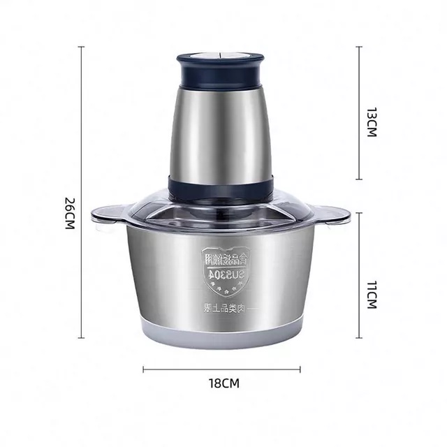 Blender Daging Stainless 2 Liter Chopper Penggiling Penghalus Daging Bumbu Masak Bawang Cabe Serbaguna 2 Liter Meat Blender Grinder Stainless Anti Karat