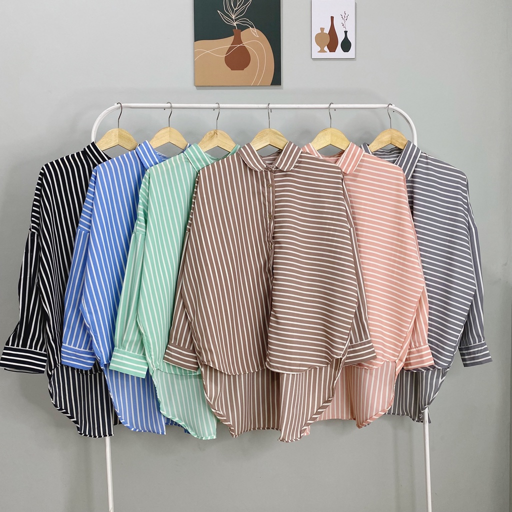 KEMEJA SALUR WOLFIS AMANDA DAILY LONG SHIRT OFFICE SHIRT PREMIUM B489 CO