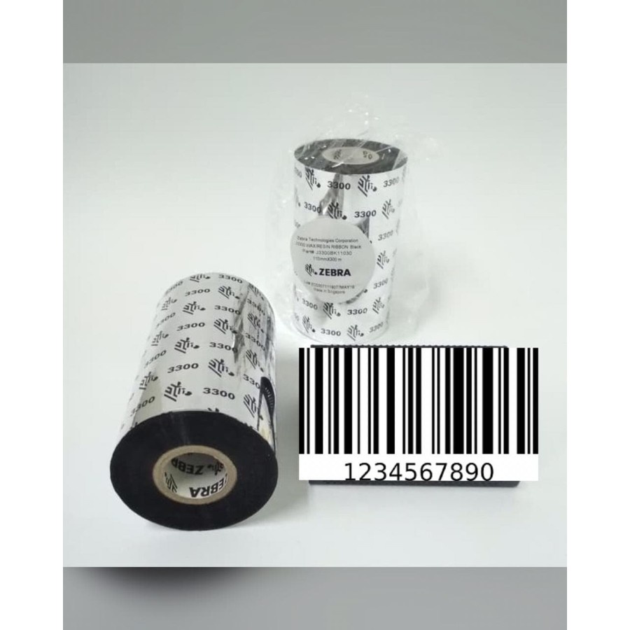 Zebra J3300 Ribbon Barcode Wax Resin 110mm x 300m