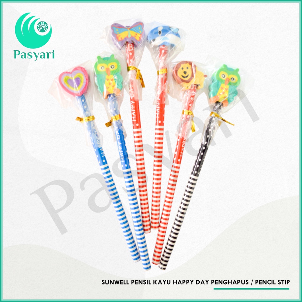 

Sunwell Pensil Kayu Happy Day Penghapus / pencil Stip