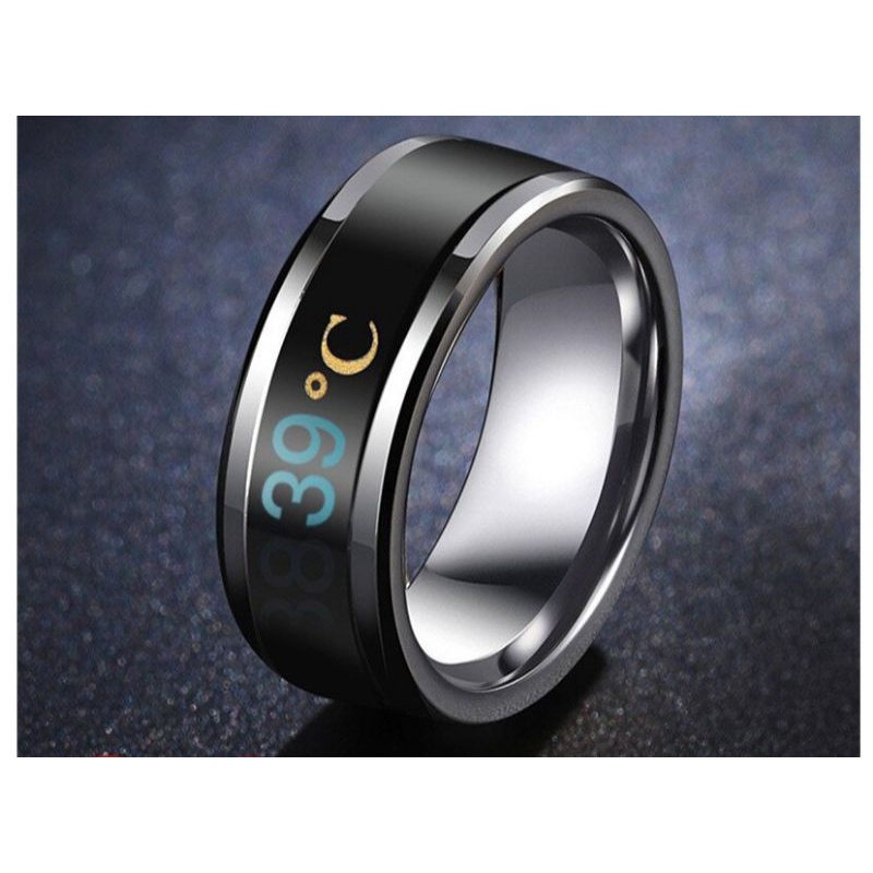 CINCIN TERMOMETER TITANIUM PENGUKUR SUHU BADAN PRIA WANITA STAINLEESSTEEL