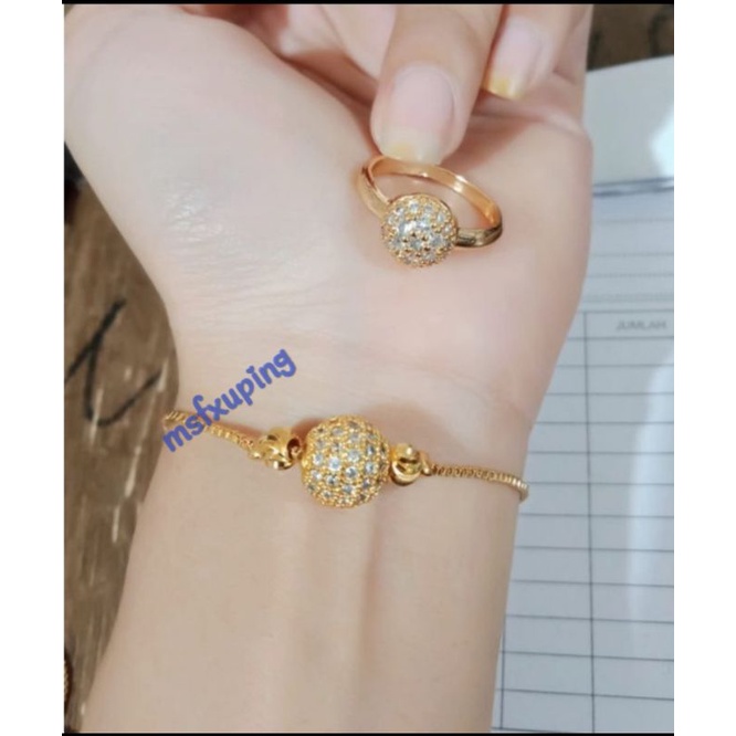 Satu set gelang motif bola pertama asli perhiasan wanita