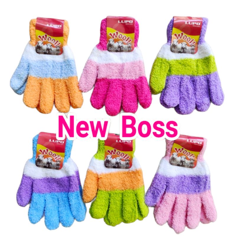 Sarung Tangan Wanita Bulu Garis Touch Screen isi 6 pcs