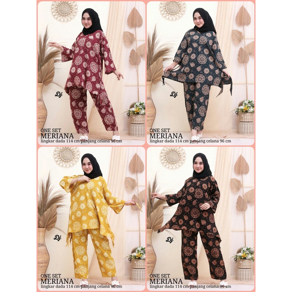 SETELAN WANITA BATIK KEKINIAN I ONE SET MERIANA