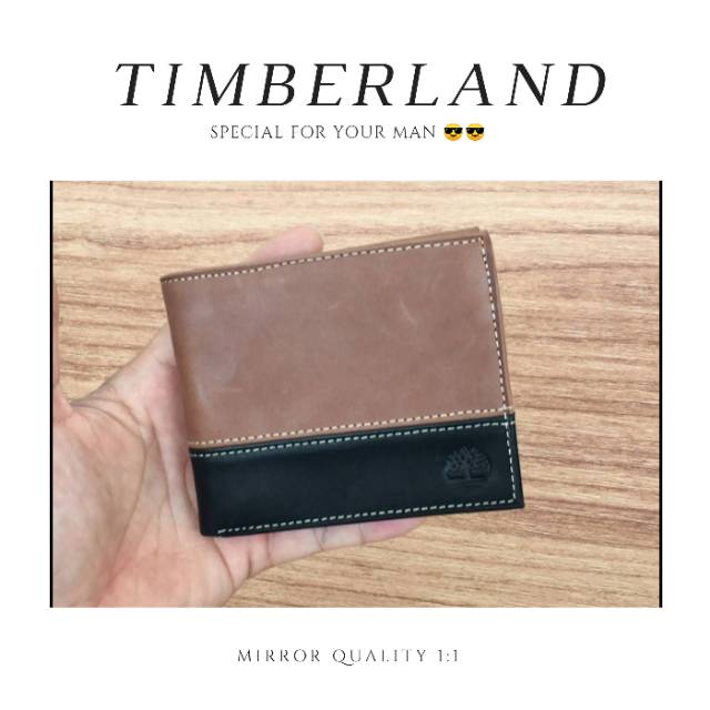 Dompet pria pendek lipat timberland coklat short wallet cowok