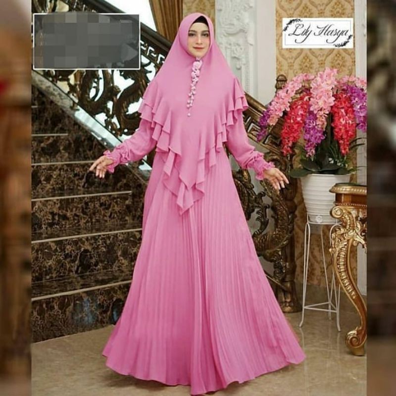 LILY SYARI DRESS MUSLIM l baju wanita l baju gamis l dress l gamis l  baju gamis l fashion wanita