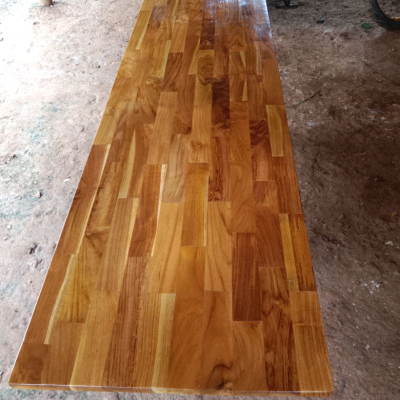 

#JATI ASLI#PAPAN LAMINASI TOP TABLE teak laminate board UKURAN 200×50×2CM