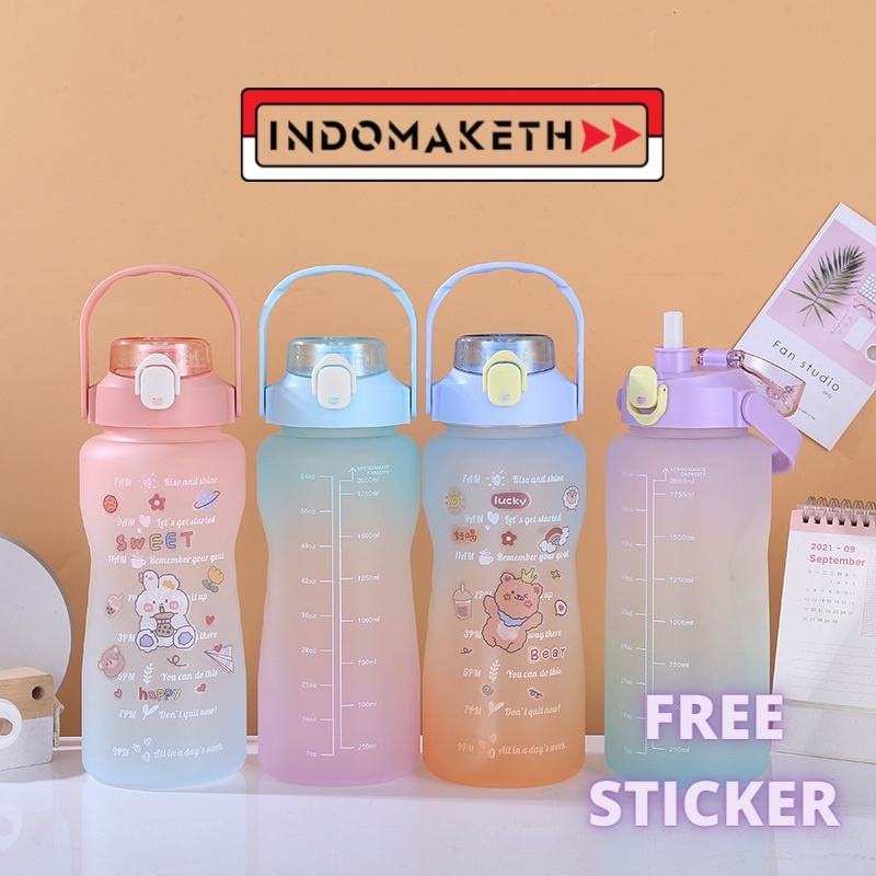 Botol Minum Korea Lucu 2 Liter / 1.5 Liter / 1.3 Liter Free Stiker Lucu