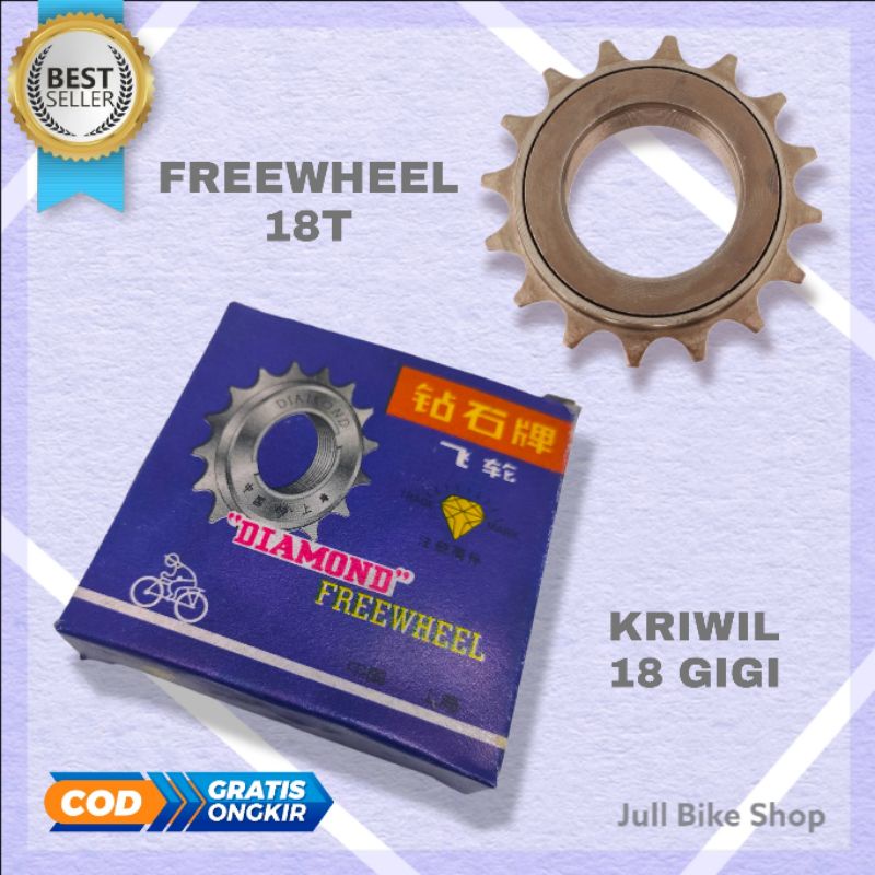 18T freewheel sepeda anak bmx kriwil keriwil gear belakang gigi 18 T diamond fixie rantai