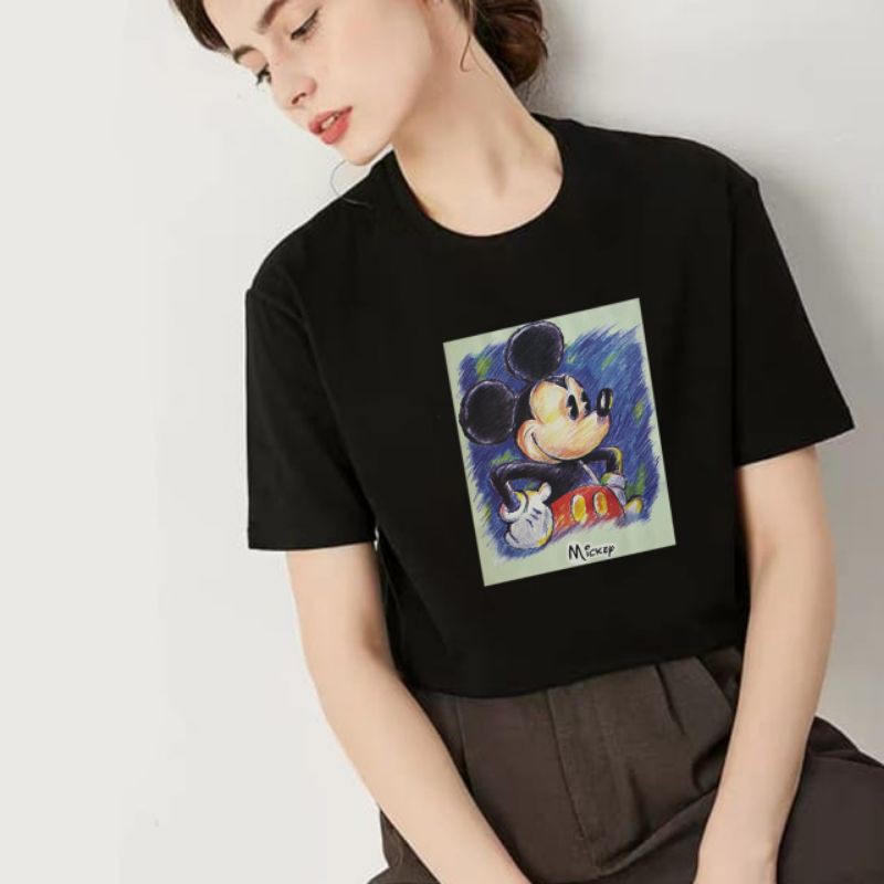 MICKEY BLUE  / TERMURAH BAJU KAOS KATUN WANITA LENGAN PENDEK / TUMBLR TEE / BAJU SANTAI