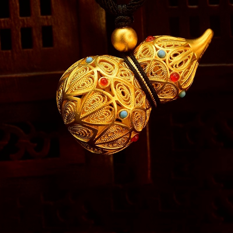 [Ready Stock]Fashion Gold-Plated Hollow Calabash Pendent Necklace