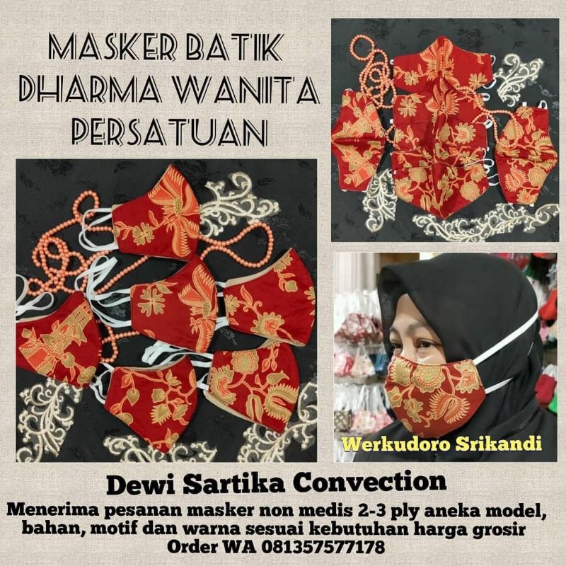 masker non medis batik  DWP seluruh Indonesia murah pilihan lengkap dipakai myama. dan tidak ngap