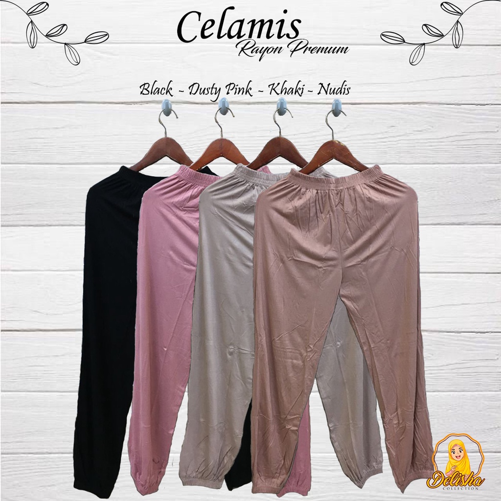 Celana Jogger Wanita Rayon Premium 45 - 80 kg Inner Jogger All Size By : Islah