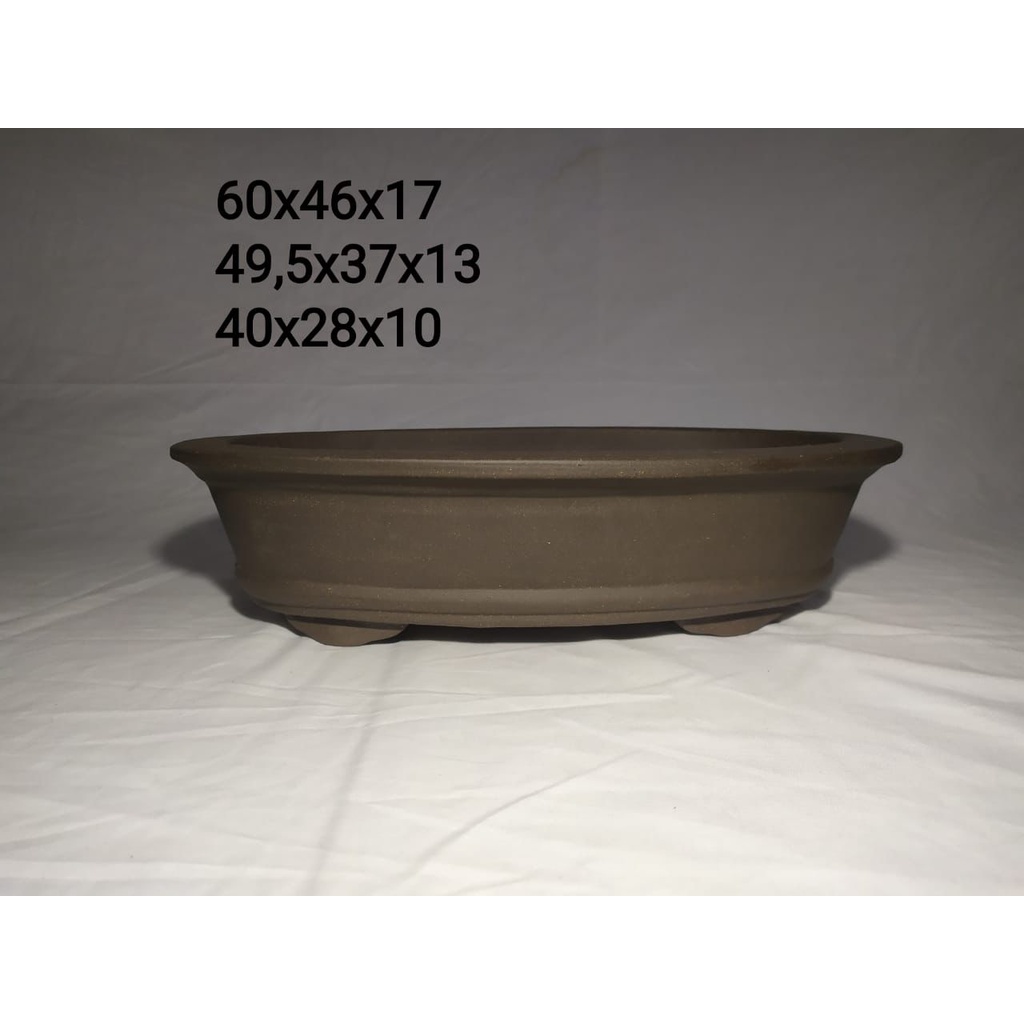 NEW  60cm (Pack Kayu)Pot Keramik Bonsai Bunga Import Murah Berkualitas Model Oval