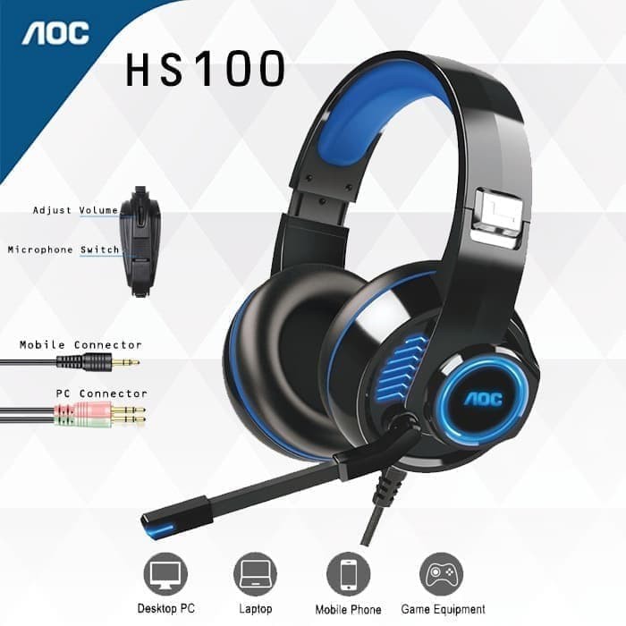 Headset Gaming AOC HS100 3.5 Channel Sound Effect