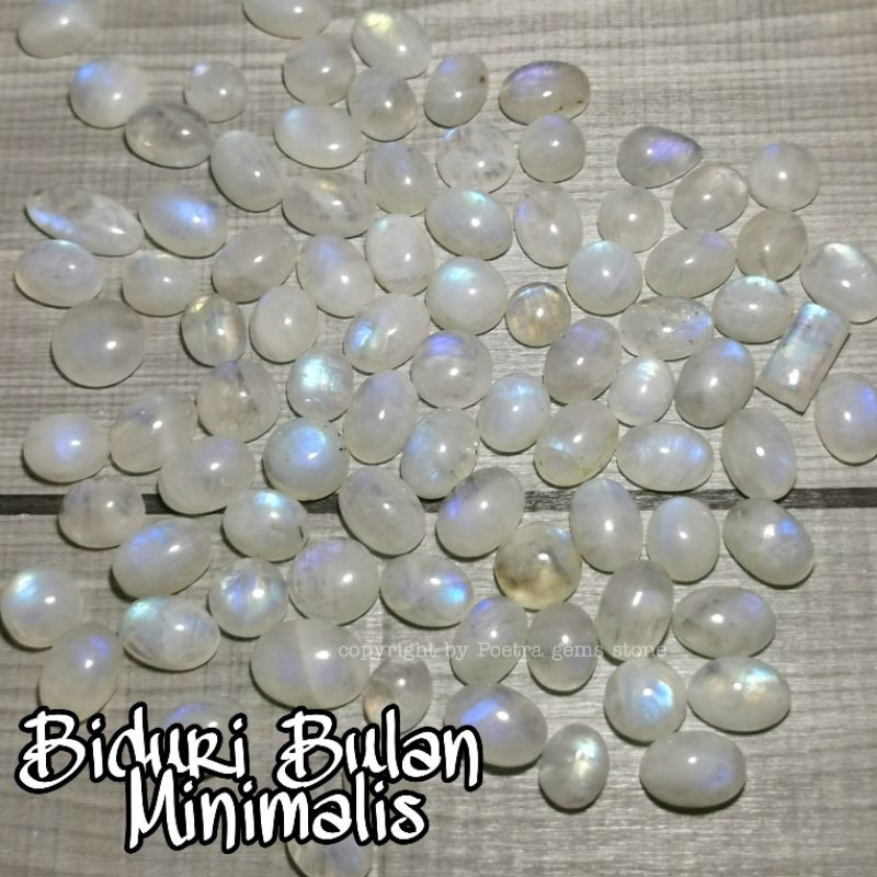 Natural Biduri Bulan Moonstone Klep Biru Srilangka