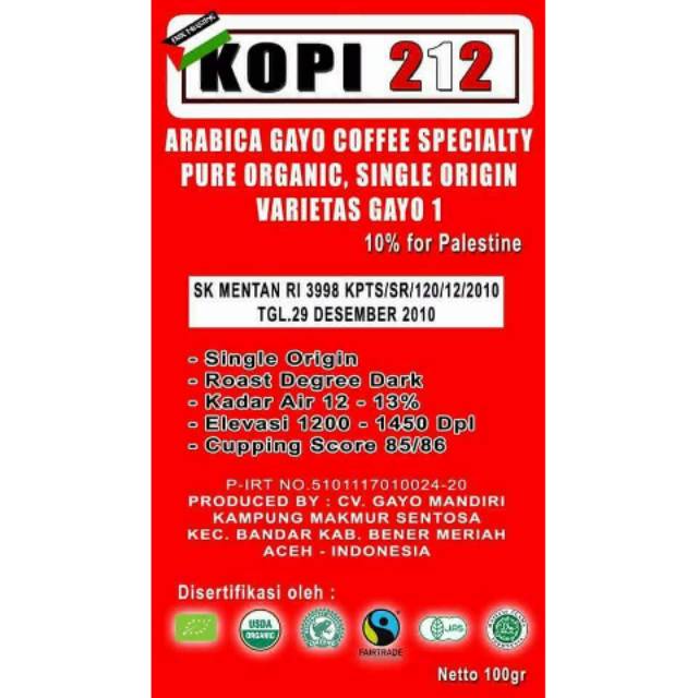 

Kopi 212 (Biji) - Sudah roasting 100gr
