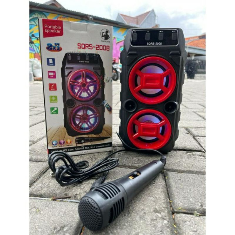 Speaker Bluetooth SQ-2008 Plus Set Mikrofon Speaker Murah Portable