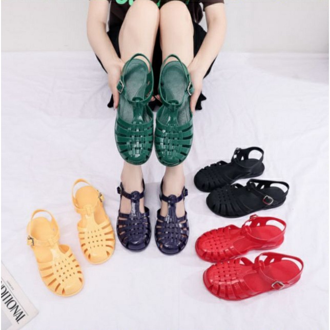 Sandal Jelly Shoes Glossy Wanita Dewasa Karet Anti Slip Kekinian Sendal Sepatu Korea Import