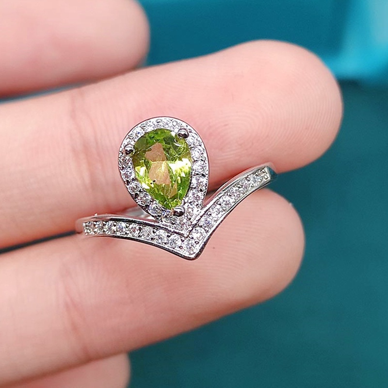 Exquisite V Shaped Water Drop Ring Inlay AAA Cubic Zirconia Fashion Adjustable Size Silver Jewelry For Women Wedding Engagement