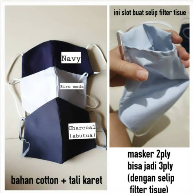 Masker kain 2 ply cotton 100%