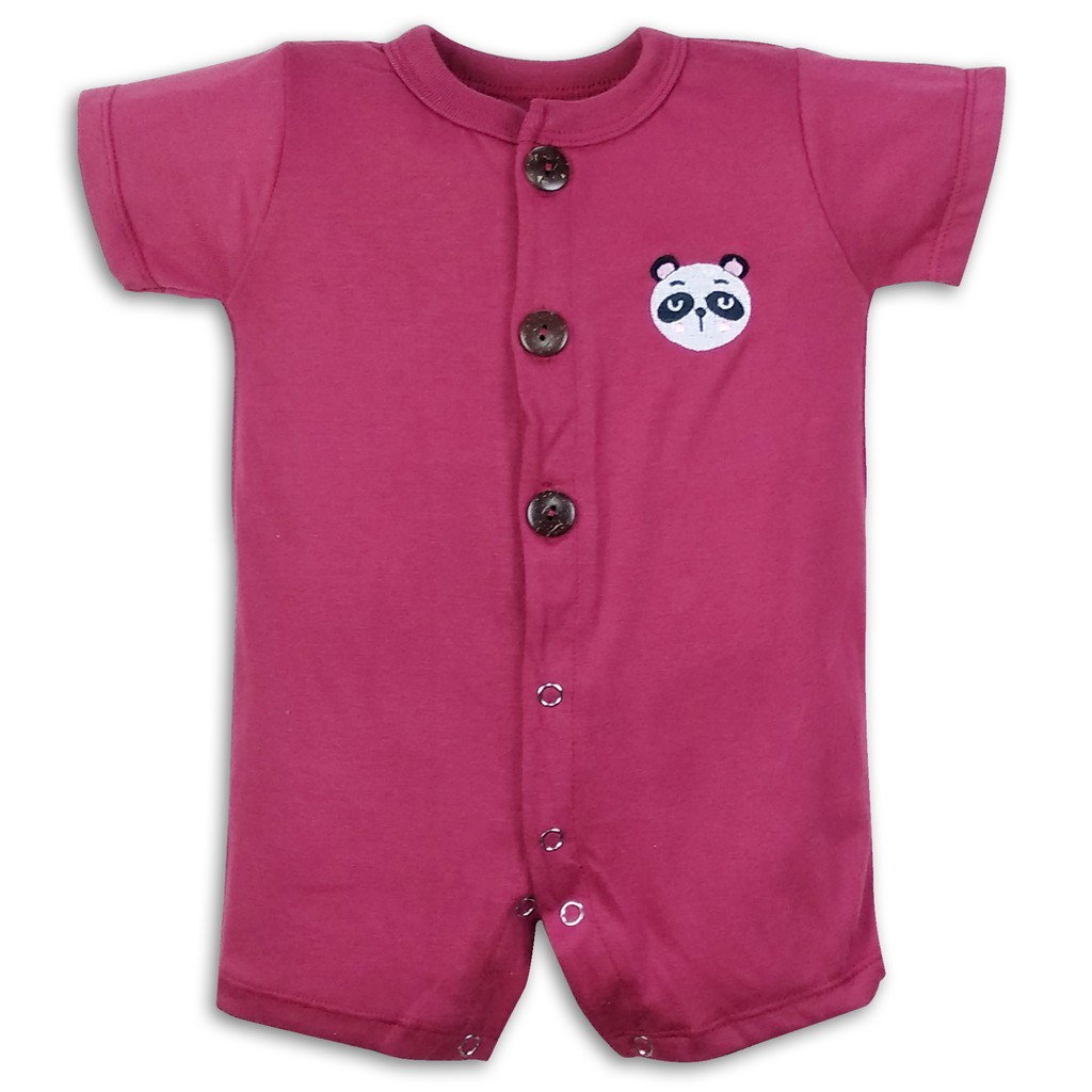 Bearhug Homewear Romper Bayi Laki-Laki Pendek HRX4 Embroidery 3-12 Bulan-Blood-Brd Panda