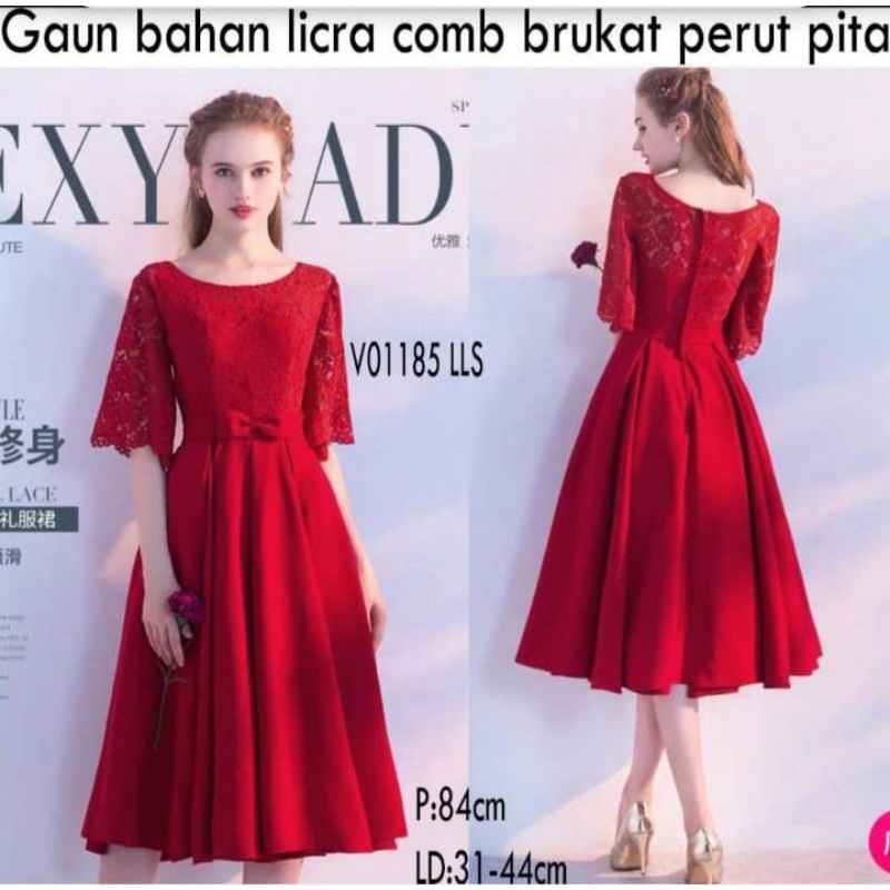 MS CASUAL DRESS RED 1185 / FLARE DRESS IMPORT