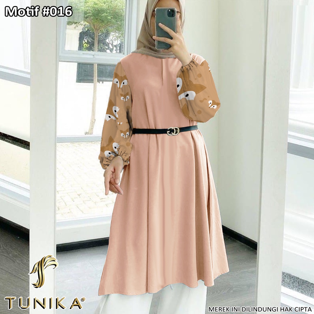 Tunik Jumbo - Gamis Wanita Kekinian - Baju Atasan Wanita - Bungaz Motif Gabungan - Lexoir-Bungaz 016 Mocca