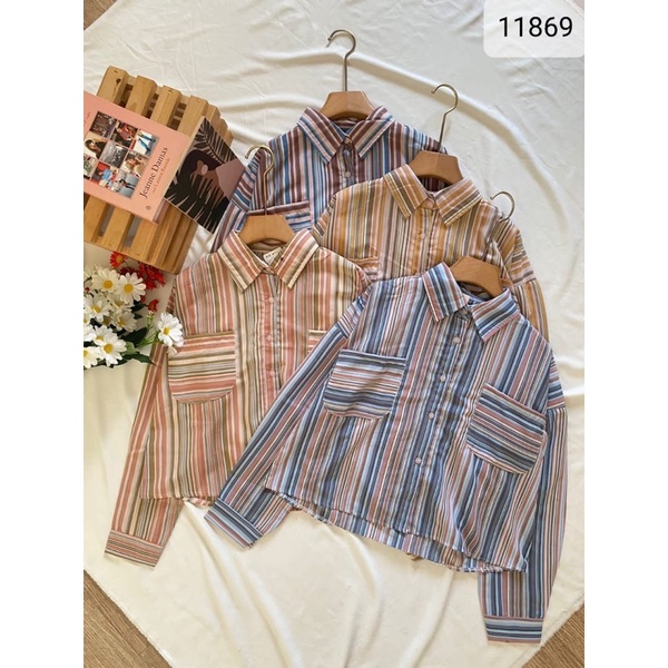 OUTER MOTIF GARIS WANITA CROPTOP IRENE