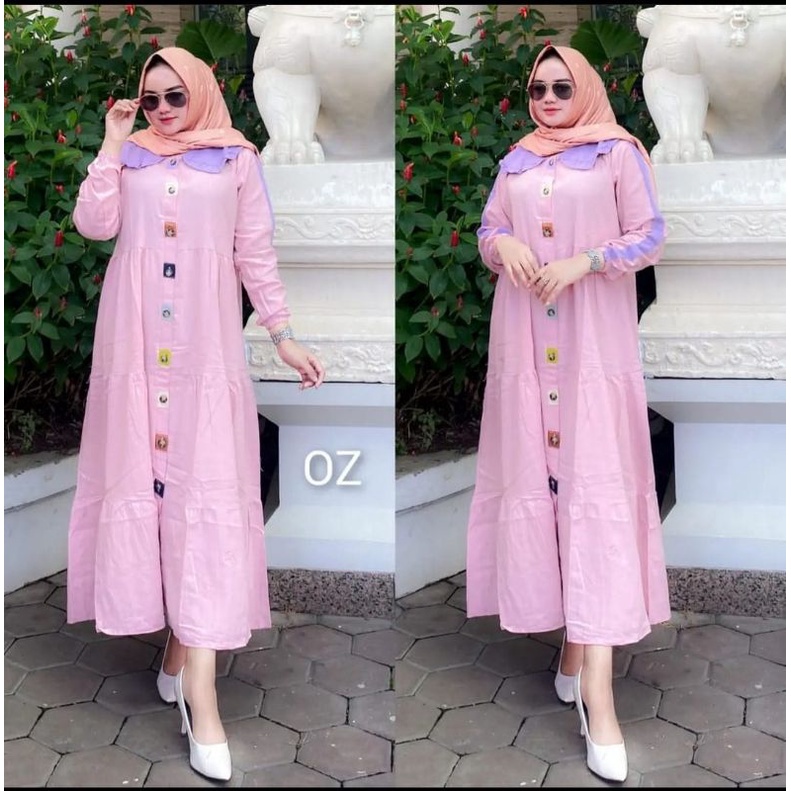 MARISSA MIDI DRES LINEN PREMIUM BUSUI FULL KANCING KEKINIAN TRENDY